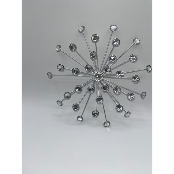Unique Silver Bursting Star Sputnik Metal Wall Art Modern Bling Shiny Silver - Picture 6 of 8